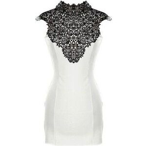 Arden B Chic Black Lace and White Mini Dress